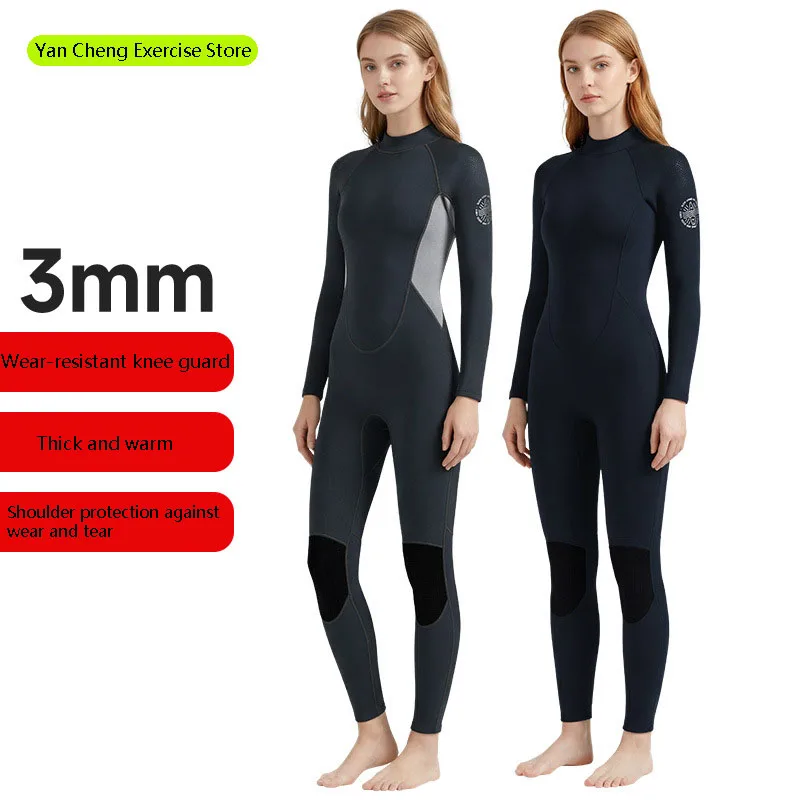 

Woman 3mm Neoprene One Piece Wetsuit Long Sleeve Warm Diving Suit Thickened Cold Proof Suit For Snorkel Surf Water Sports