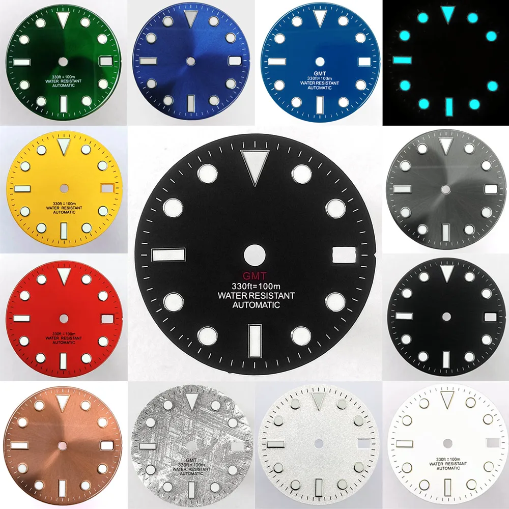 28.5mm GMT dial suitable for NH-34/35/36 movements with single calendar watch accessories customizable dial DIY logo