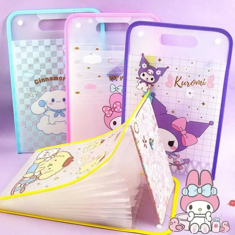 

Sanrio Kawaii My Melody Folder Cinnamoroll Anime Cartoon Fashion Exquisite Student Test Paper Clip Officers Document Storage Bag