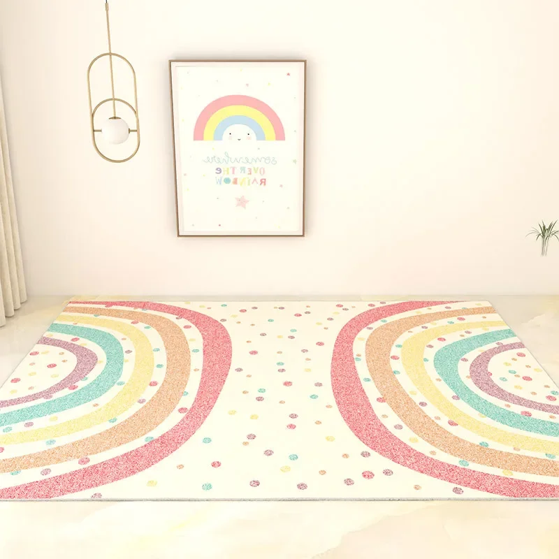 

Simple Rainbow Cartoon Pattern Carpet Light Luxury Style Living Room Bedroom Floor Mat Bathroom Non Slip Mat Entrance Door Mat