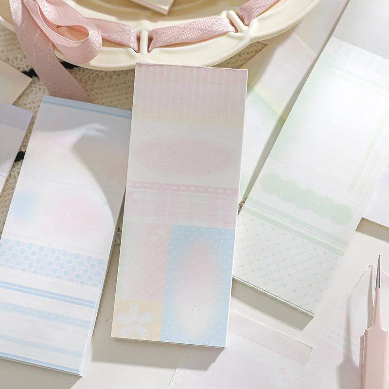 Light Sakura Preface Language Series Color Matching Long Sticky Notes, Korean Ins Style Can Tear Creative Student Message Book