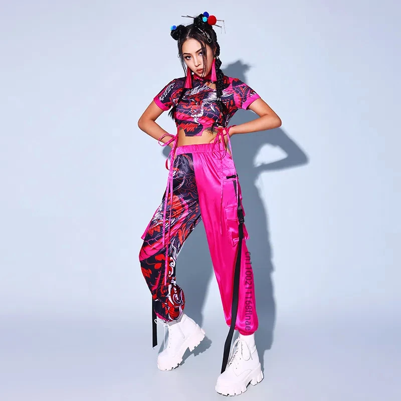 ملابس رقص الجاز الإناث الكبار الصين شيك الجاز المرحلة زي الرقص الكوري المرأة فرقة أداء الهيب هوب زي مجموعة