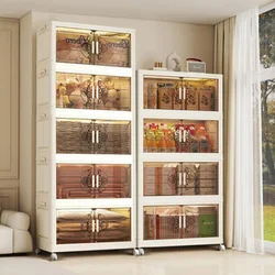 Large-capacity Foldable Storage Box Locker Multi-Layer Closet Organizer with Wheels Folding Wardrobe Toy Bins Container Shelf ﻿