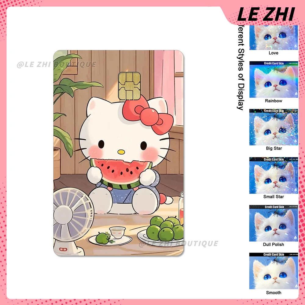 Kawaii Hello Kitty Anime Credit Card Bank Bus Card Cover Sticker Waterproof Protective Shining Rainbow Star Love Film Sticker
