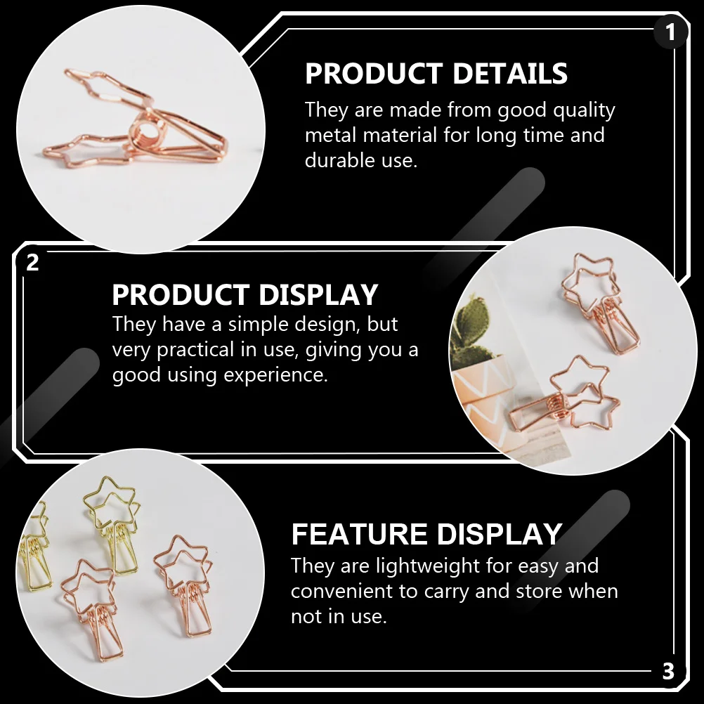 16pcs Photo Clips Metal File Clamp For Office School Home Organization Bill Organizer Lightweight Clamps