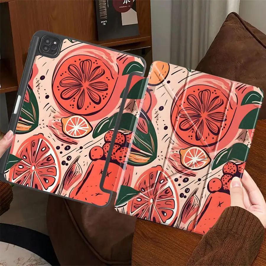 Tablet Case For iPad Mini 6 7 Pro 2025 Air 4 5 M3 M2 M4 11inch Pro 11th 10th 9th 8th 7th 12.9inch Holder Cover Fruit Lemon