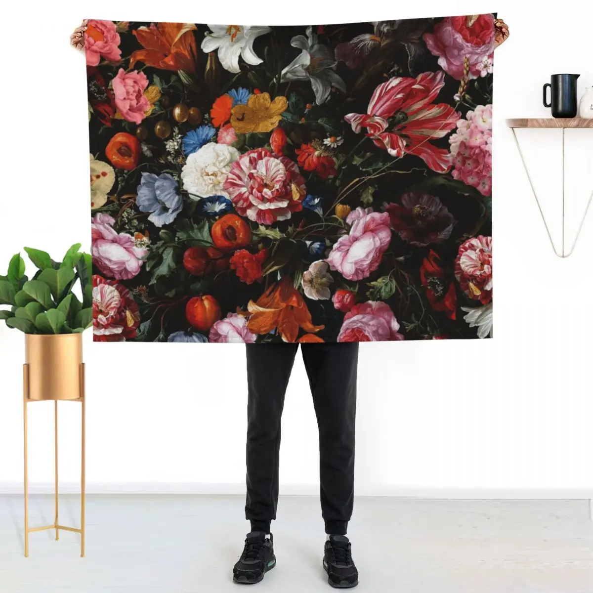 Dutch Midnight Botanical Night Garden Throw Blanket Large Kid'S Shaggy Personalized Gift halloween valentine gift ideas Blankets