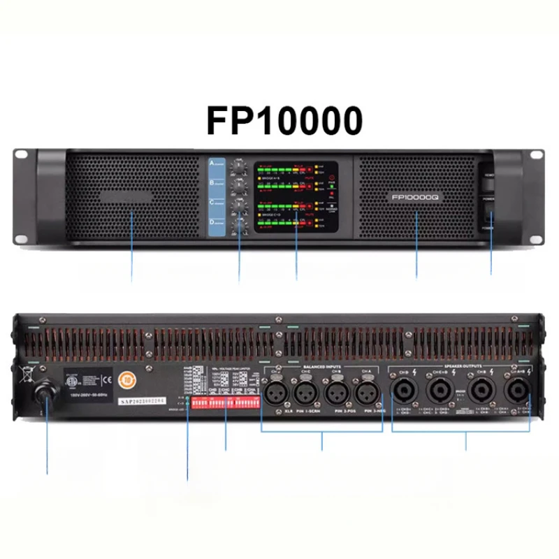 Professional Pure Copper Power Amplifier FP10000Q Bar Line Array Amplifier High Power Amplifier for Stage Performance