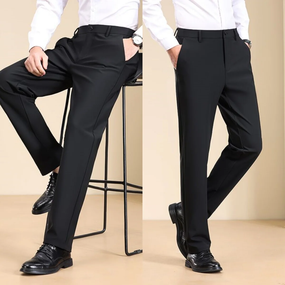 

Casual Men Pants 1 Piece Set Black Grey Straight Trousers Classic Fit Groom Wear Party Evening Wedding Pant Customized