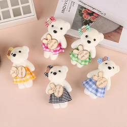 10PCS 10cm Kawaii Soft Stuffed Bear Plush Foam Toys Cartoon Bouquet Doll Mini Bear Doll Toy Small Gift Bag Pendant Doll-Series 4