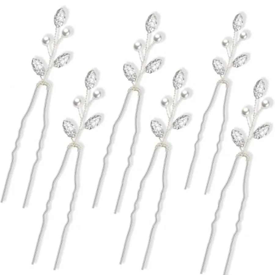 

6 Pieces Pearl Crystal Bridal Hair Pins Rhinestone Flower Wedding Hair Pins Prom Accessory for Women Wedding Hairstyles