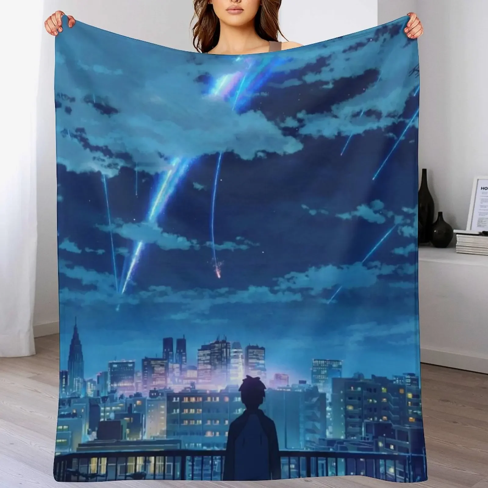 

kimi no na wa // your name Taki Stars Balcony Throw Blanket Bed linens Nap Hair Blankets