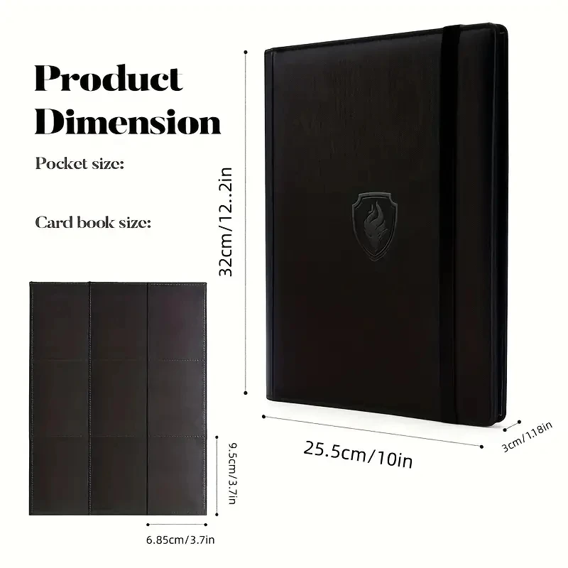 9 Pocket Card Binder, 360 Trading Card Holder Book, Premium PU Cover Zip Binder For Cards, Durable Side Loading Card Fold