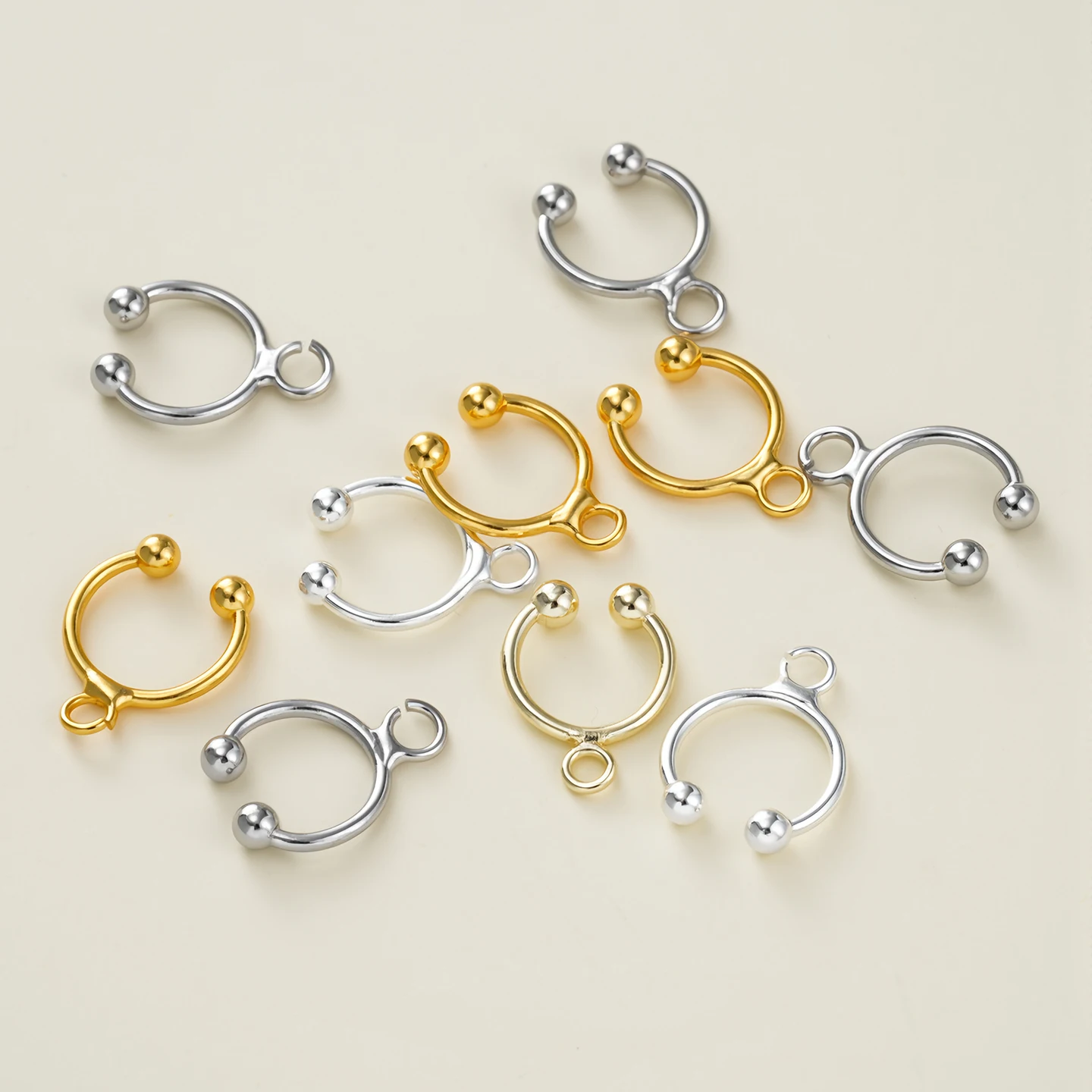 

5Piece/Pack14/18K Gold Color Plated Copper Round Ball Earrings Clips for DIY Bracelets Necklace Jewelry Making Accessories