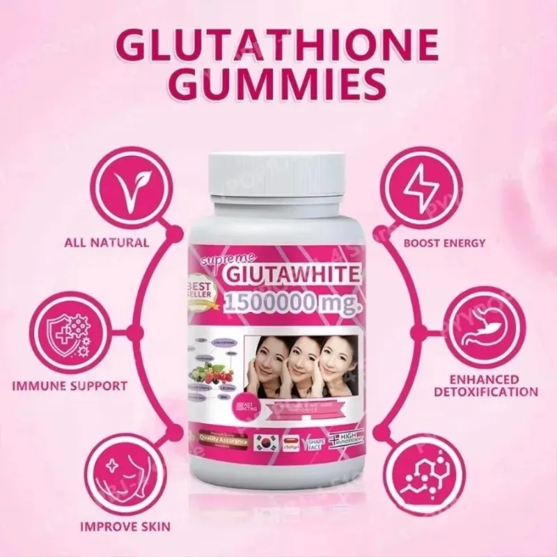1500000mg Glutathione Capsules with Vitamin C Biotin Zinc Acerola Cherry for Whitening Skin Boost Up Tighten Pore 60Count