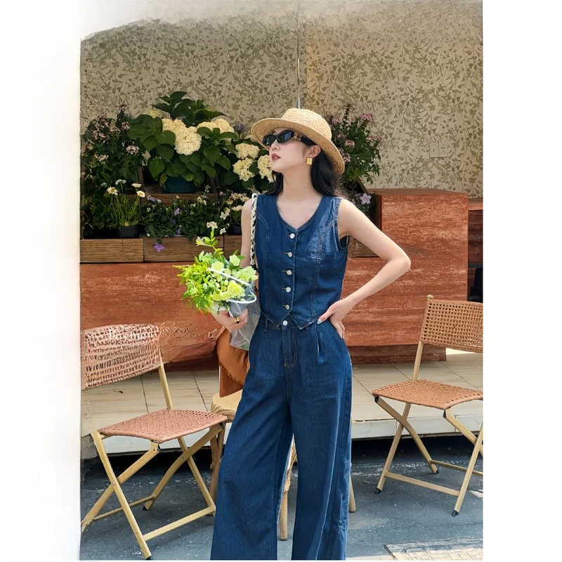 

Комплект OnePire 'Wild Rose' в винтажном стиле: простой и стильный летний хлопковый костюм с V-образным вырезом для женщин, классический комплект из двух предметов