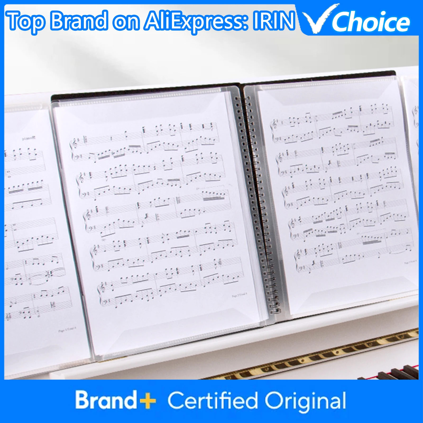 Flatsons FB-02 Soporte para partitura musical Tamaño A4 Hoja de papel Organizador de archivos de documentos Carpeta 40 bolsillos para guitar, violín, piano y reproductores