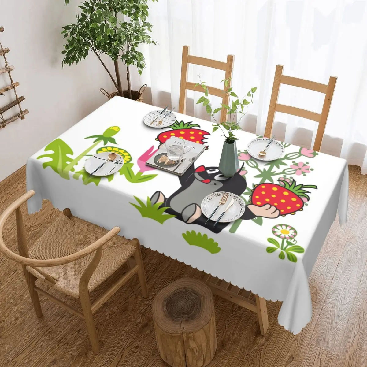 Custom Rectangular Waterproof Oil-Proof Kawaii Krtek Mole Tablecloth Table Cover 40