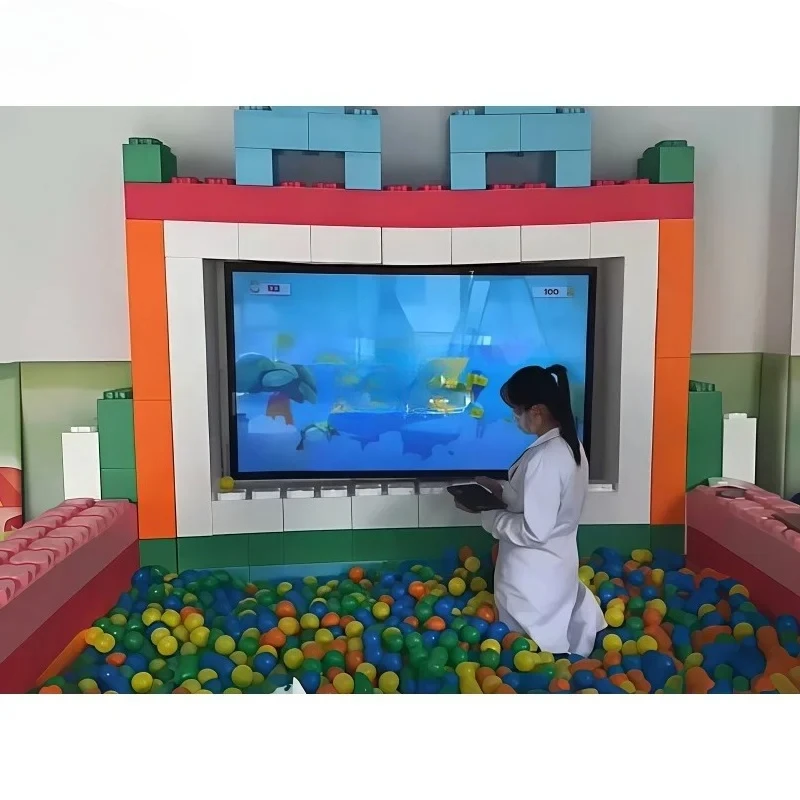 Wall-mounted All-in-one Smash Ball Wall Games Interactive With 85-inch Touch Screen Balls Smashing Interactive Game