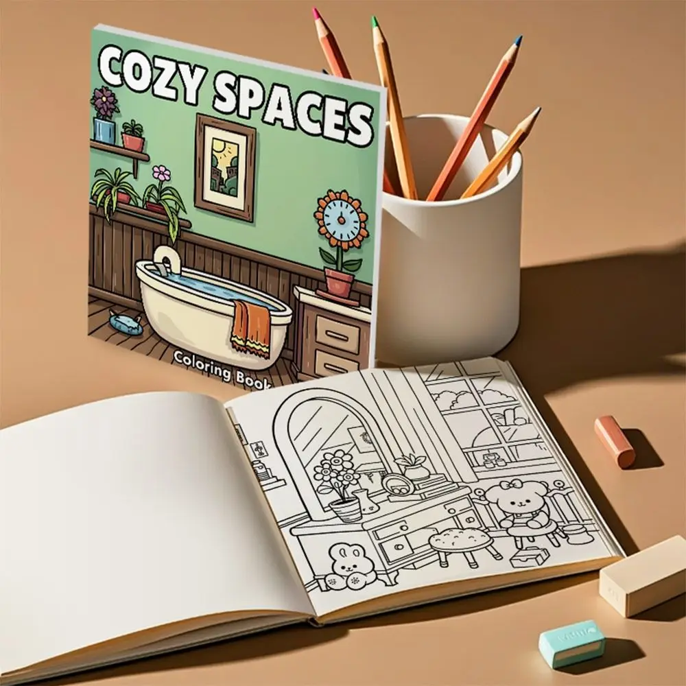 كتاب تلوين كرتوني لطيف، كتاب تعليمي لتخفيف التوتر، رسم خلفي، هدية، كتاب رسم جرافيتي للبالغين والمراهقين