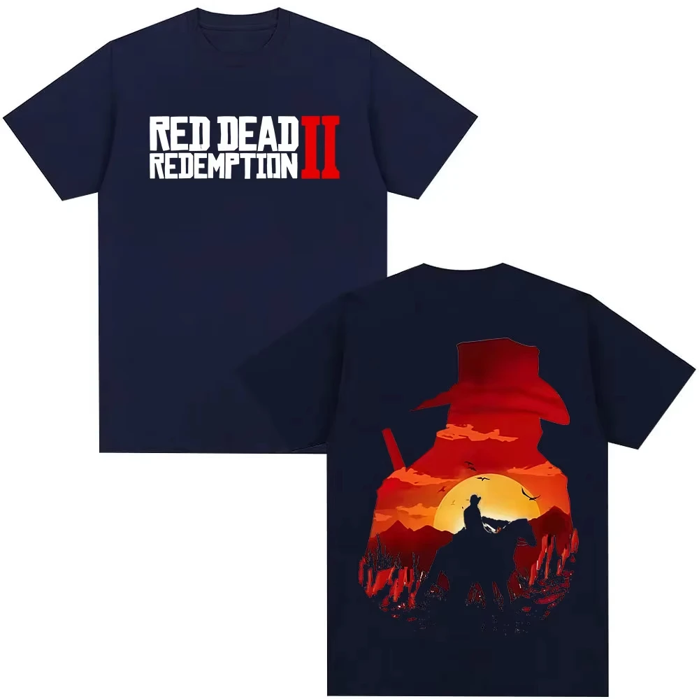 الرجال النساء القوطية تي شيرتات قصيرة الاكمام الأحمر الميت الفداء 2 لعبة لاعب الجرافيك تي شيرت Y2K موضة عالية الجودة القطن تي شيرت