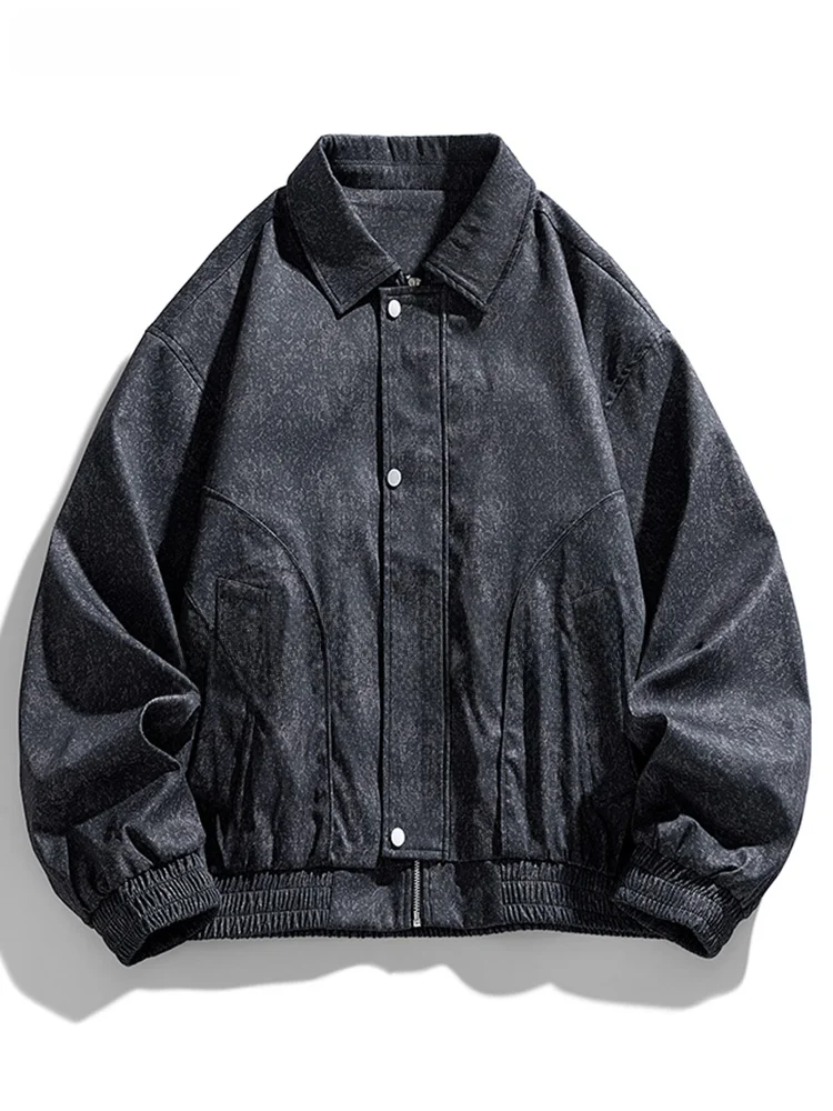 

American Sle adient Flight Jaet Men's Spring Autumn Faion Workwear Turn-down Collar Large Size Outerwear