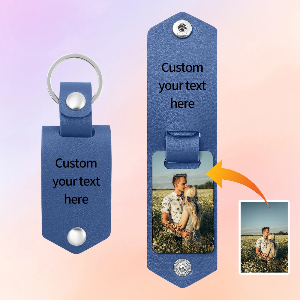 Leather Keychain Custom Picture Text Custom Gift For Mom Dads Family Keychains With Photo