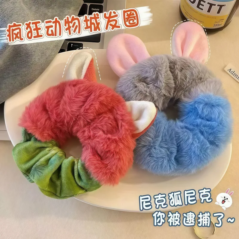 Zootopia lazo para el pelo de animales dibujos animados lindo estilo coreano invierno otoño accesorios para el cabello sin tirar diadema suave elástica para el cabello para mujeres