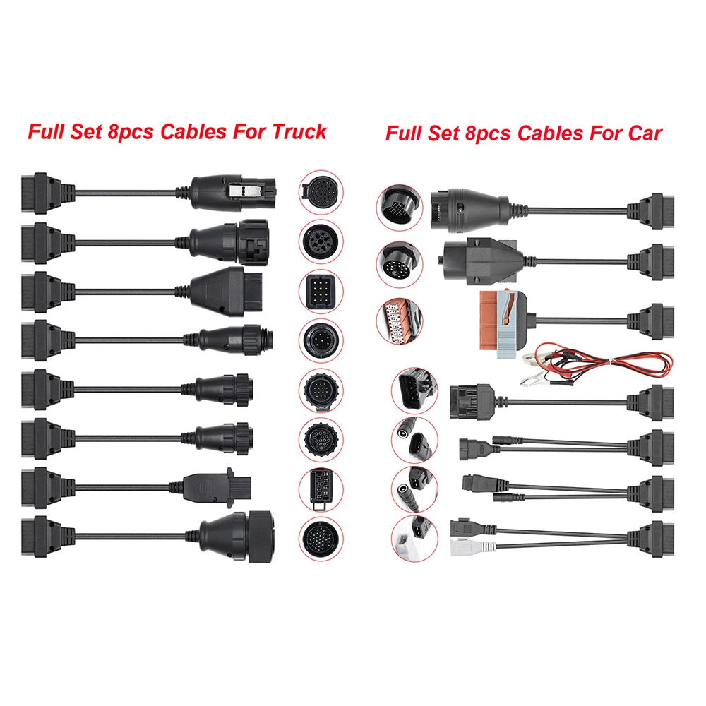 Truck Cables For OBDIICAT TCS Pro OBD2 Full Set 8pcs Trucks Cables Diagnostic Tool Connect Cable