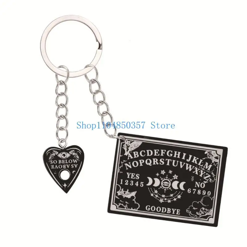 

652F Necklaces Earring Jewelry Making DIY Tarot Planchette Keychain Game Spirit Board Gothic Tarots Board Divination Keychain