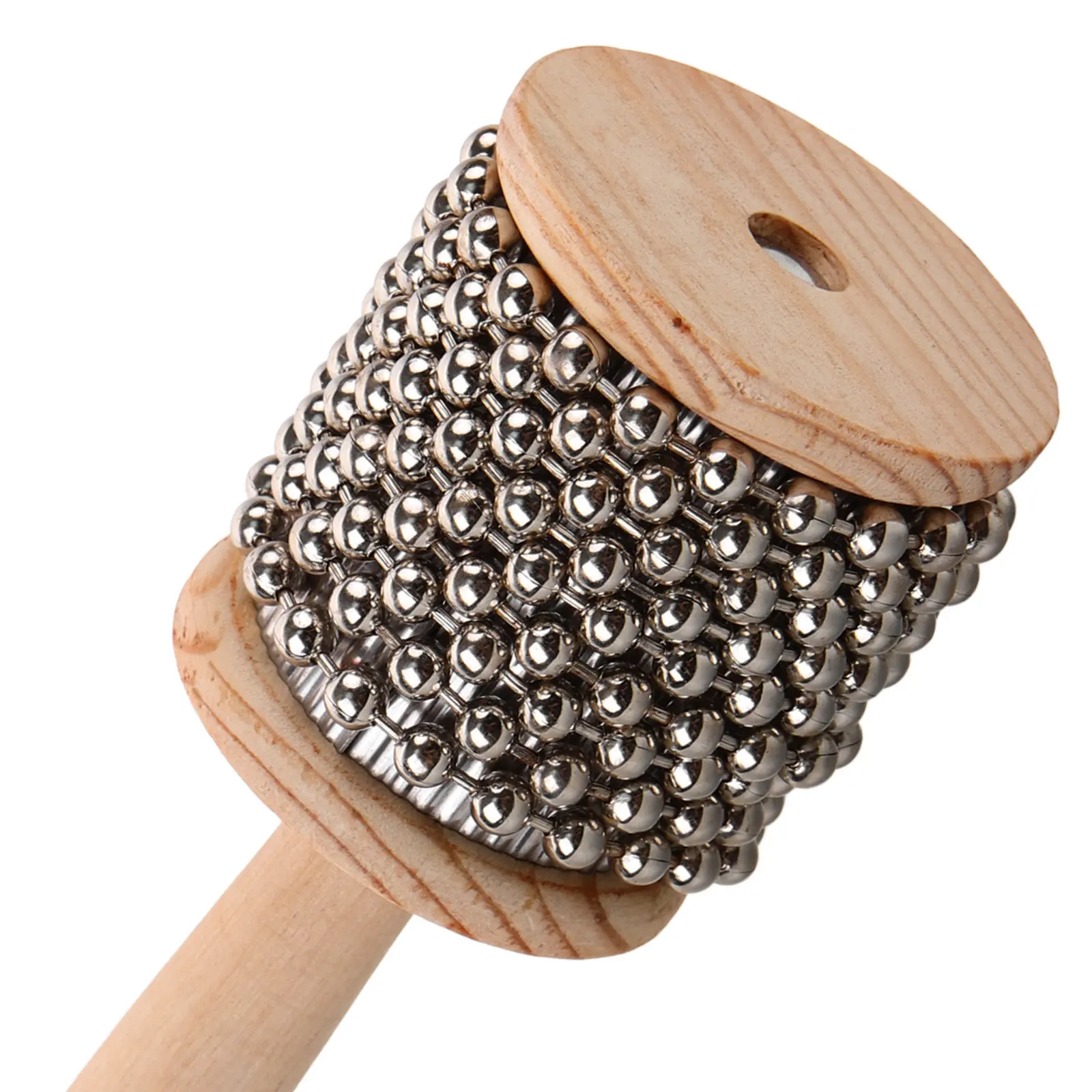 Wooden Cabasa Percussion Instrument for Portable Lightweight Metal Beads Design Auditory Training Cognitive Development