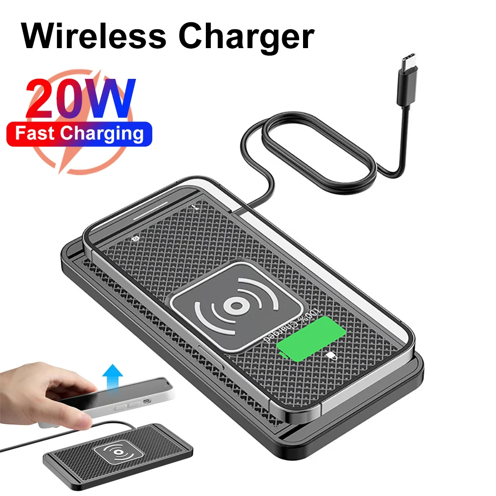 

Wireless Charger for Phone 16 15 15 Pro Max 14 13 12 Wireless Car Charger Non-slip Silicone Pad Mobile Phone Stand Fast Charger