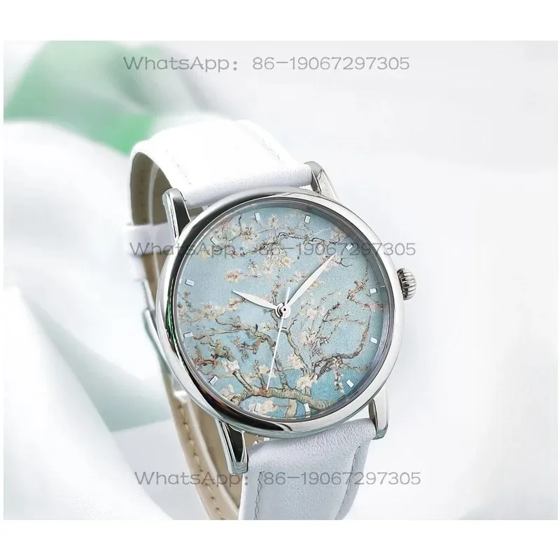 Blooming Apricot Oil Painting Fresh Watch Women's Waterproof Watch