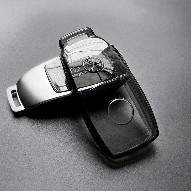 Funda de TPU suave para llave Mercedes-Benz GLC/GLE/Clase E/Clase C - Negro ahumado/Transparente