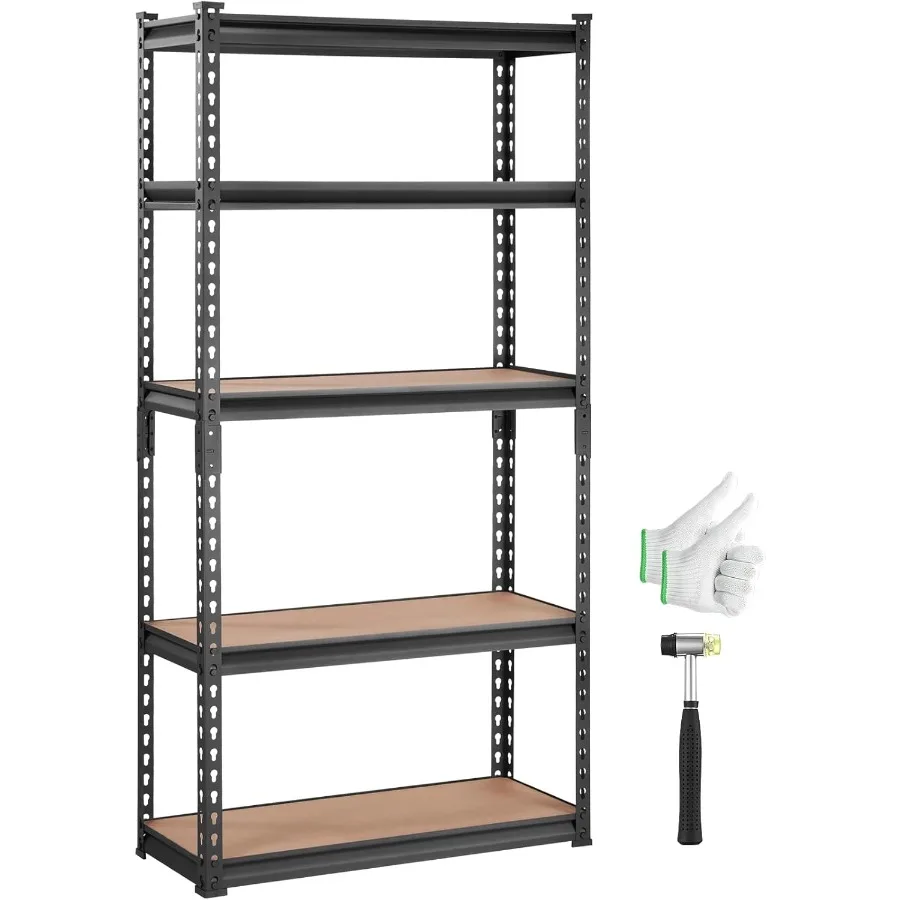 

Storage Shelving Unit 5Tier Adjustable 2000 lbs Capacity Heavy Duty Garage Shelves Metal Organizer Utility Rack Black 30 L x 12