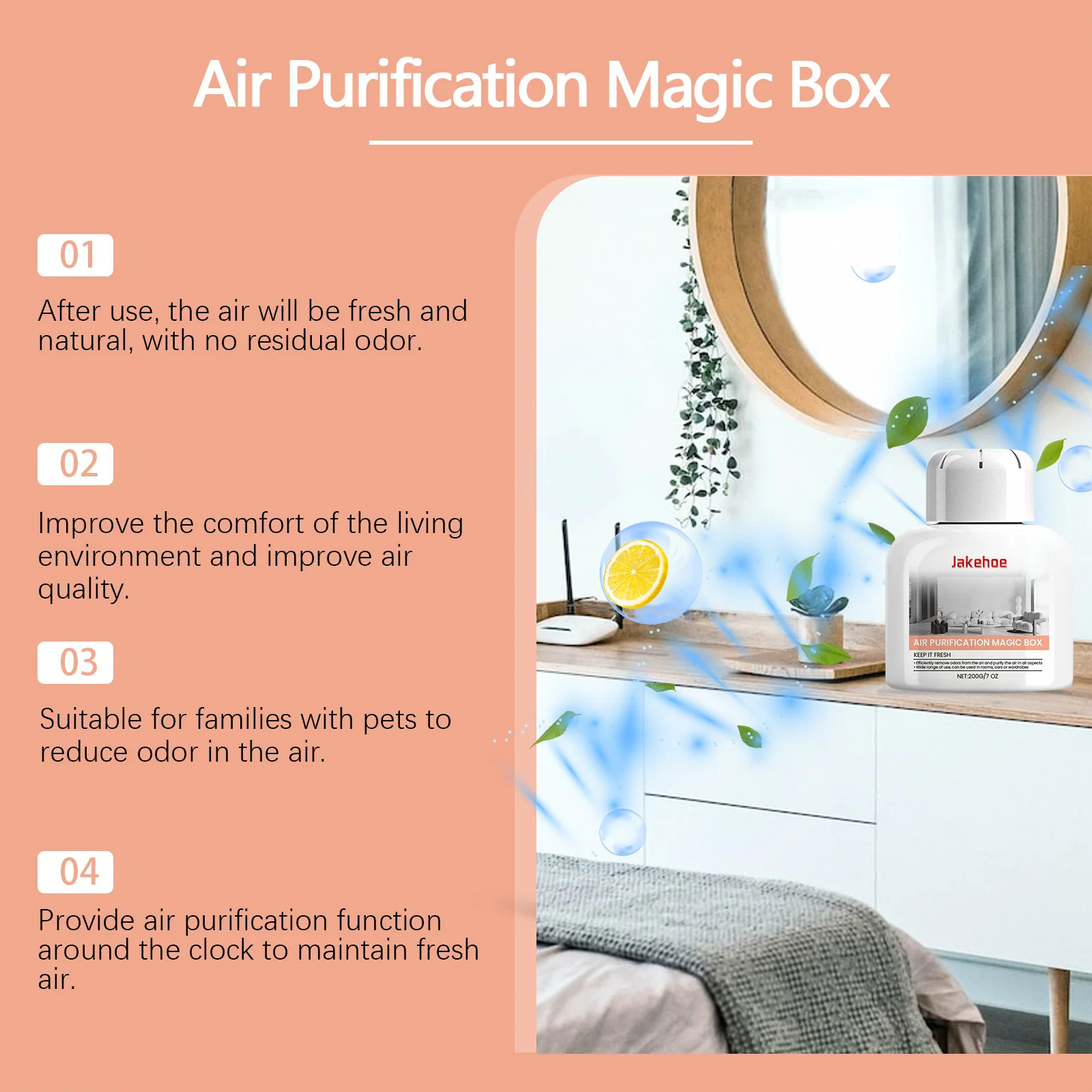 صندوق تنقية الهواء 200 جرام، معطر هواء منعش يدوم طويلاً، إزالة الروائح الكريهة، تأثيث منزلي، معطر هواء مريح وسهل الاستخدام #3
