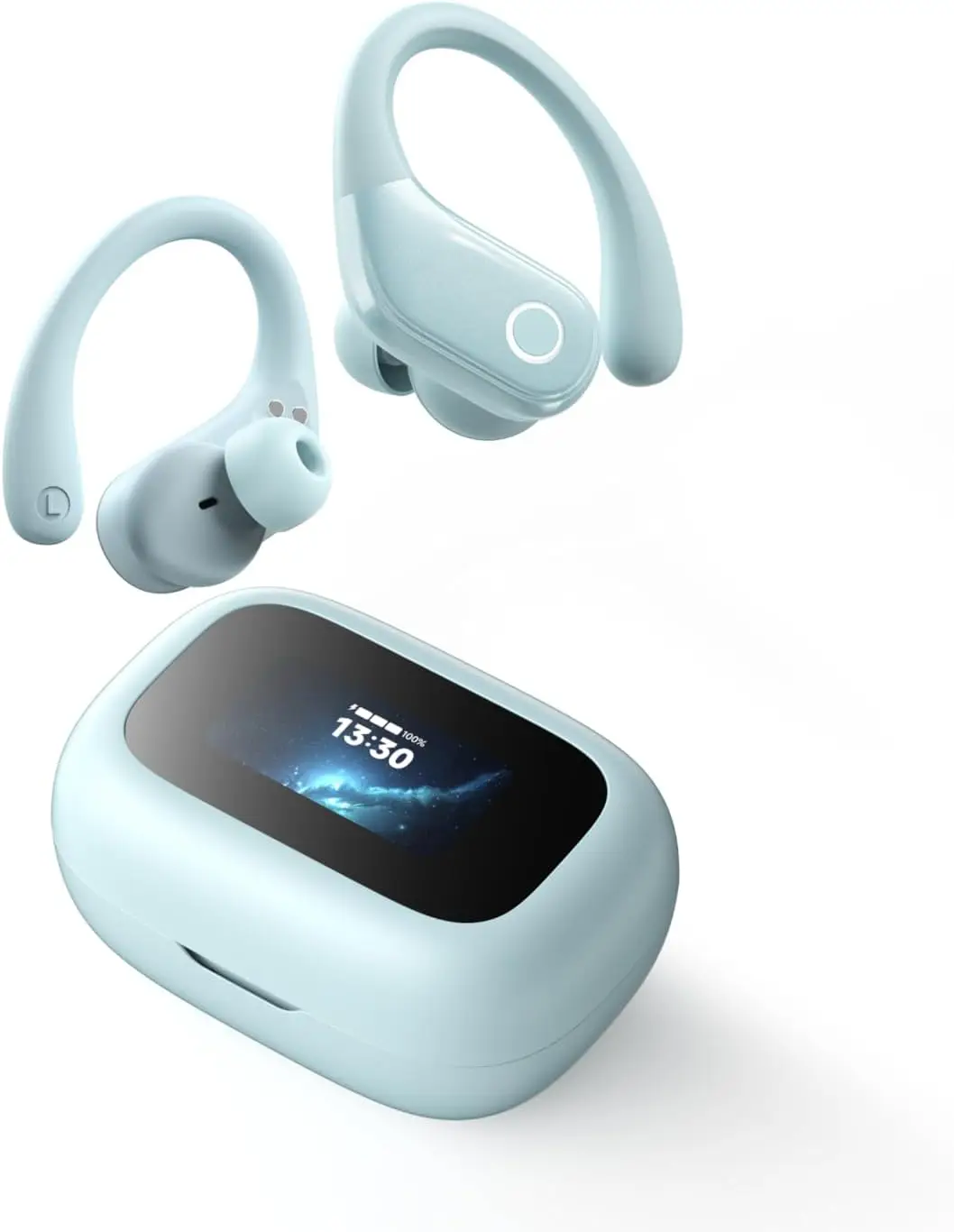 

Беспроводные наушники с сенсорным экраном, Bluetooth 5.4, стереозвуком с усиленными басами, 5 режимами эквалайзера для занятий спортом и тренировок в зале - небесно-голубой цвет