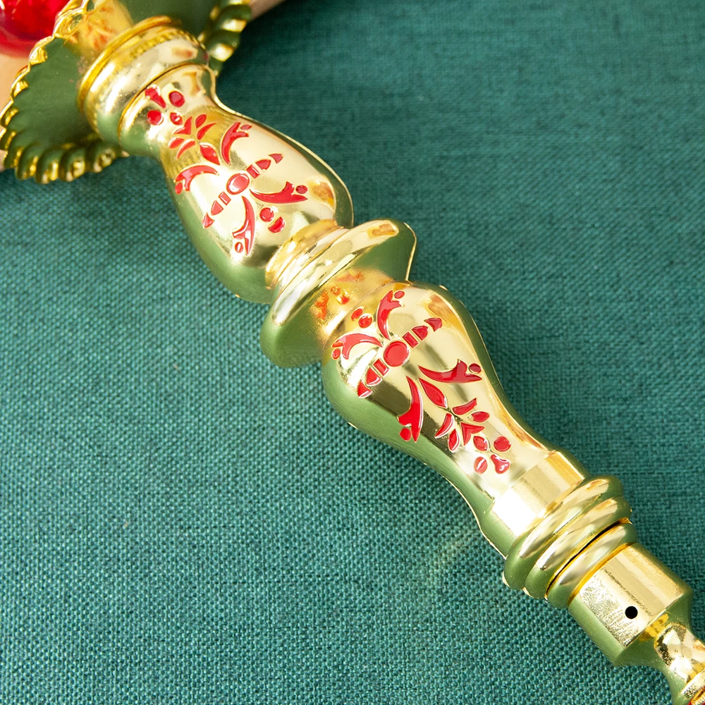 HTISOK Orthodoxer Handkerzenhalter, vergoldet, byzantinischer Stil, christlicher religiöser Ritual-Kerzenhalter für die Kirchenandacht – Detail 6