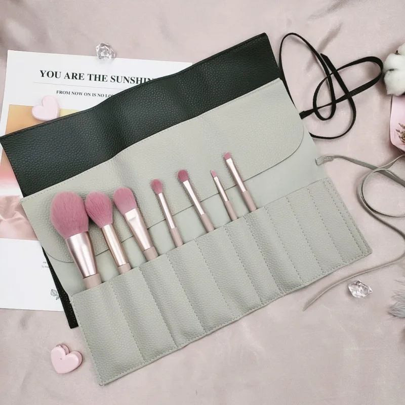 Leather Makeup Brush Cosmetic Storage Bag Travel Essentials Organizer Waterproof Portable Small Make Up Bag for Woman