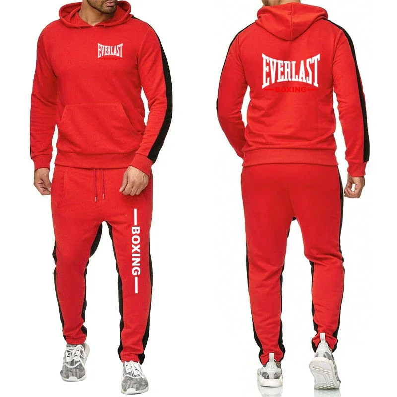 2025 Outdoor single-piece hoodie and sweatshirt, fashionable, comfortable and casual sportswear men's solid color two-piece set