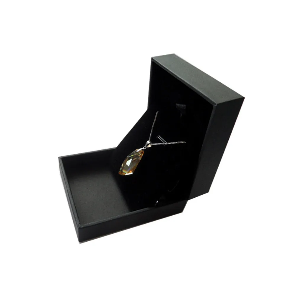 

PU Jewelry Box Black Flocking Lined Necklace Pendant Organizer Elegant Gift Case for Birthday Christmas Wedding