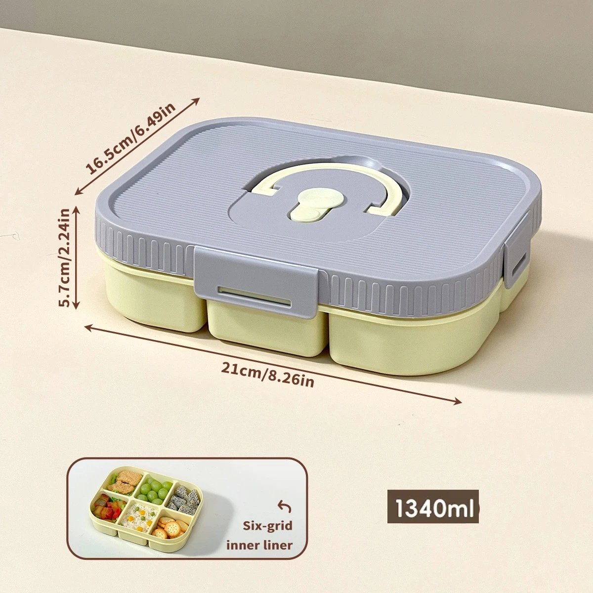 Magnetron Plastic Verdeelde Lunchbox Met Handvat Camping Picknick Draagbare Lekvrije Fruitsalade Voedselcontainer Voor Kinderen Studenten