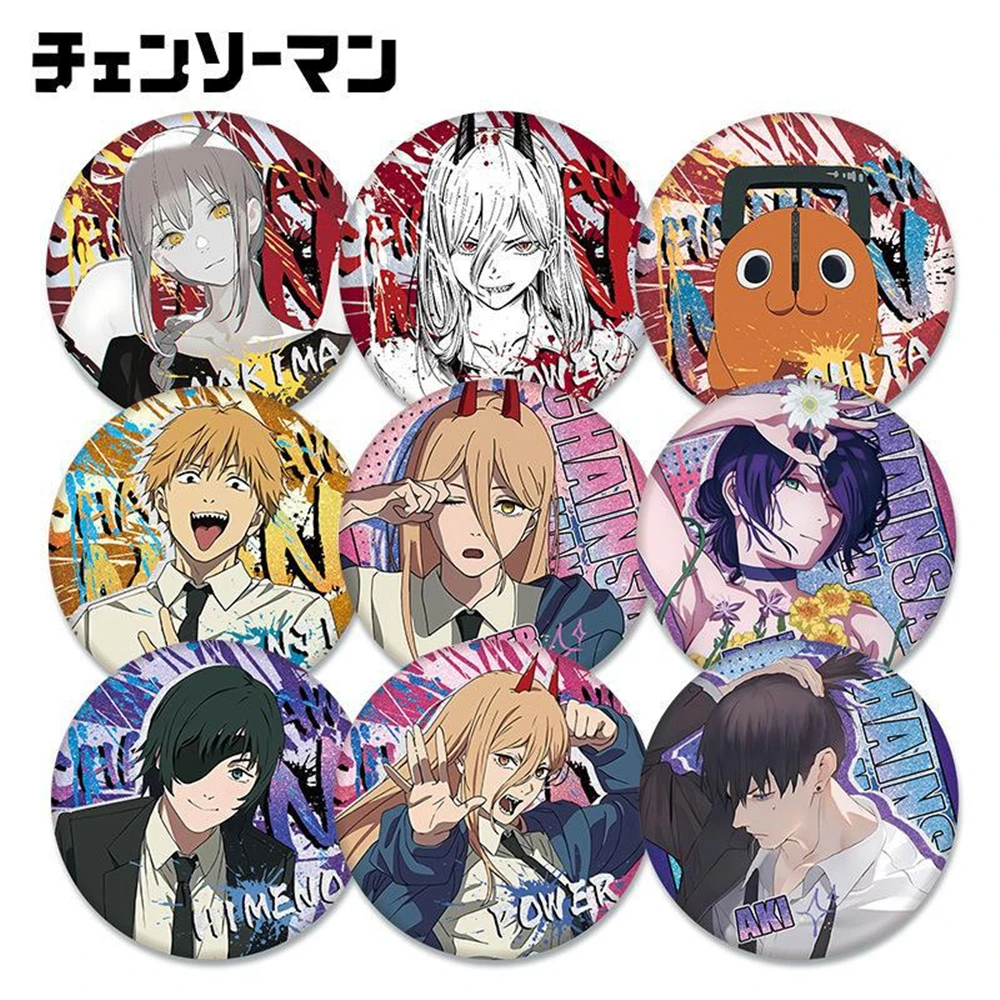 Anime Chainsaw Man Denji Pochita Makima Hayakawa Aki Power Himeno higashiyama kobeni Cosplay Badge Pin SPTE Tinplate Brooch