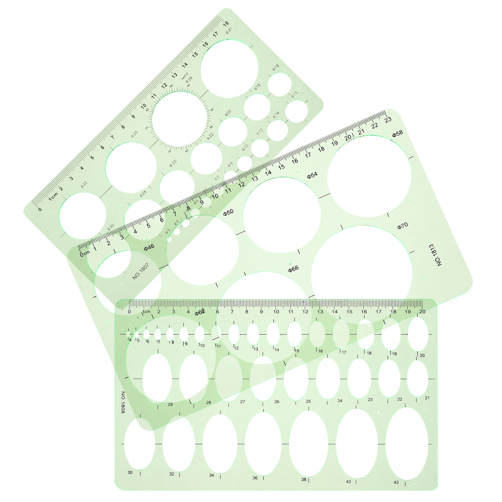 

3pcs Geometry Drawing Templates Multi-Functional Engineering Rulers Plastic Student Drafting Tools School Office Supplies