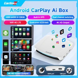 128G Carlinkit Ai Box Android 13 Wireless Carplay HDMI Output Wireless Adapter Android Auto Car Play Qualcomm 6225 Fota Upgrade