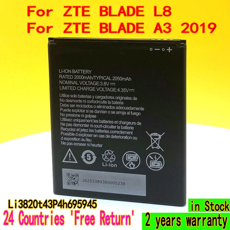 

100% New 2050mAh High Quality Battery For ZTE BLADE L8 Li3820t43P4h695945 Phone Replacement In Stock With Tracking Number