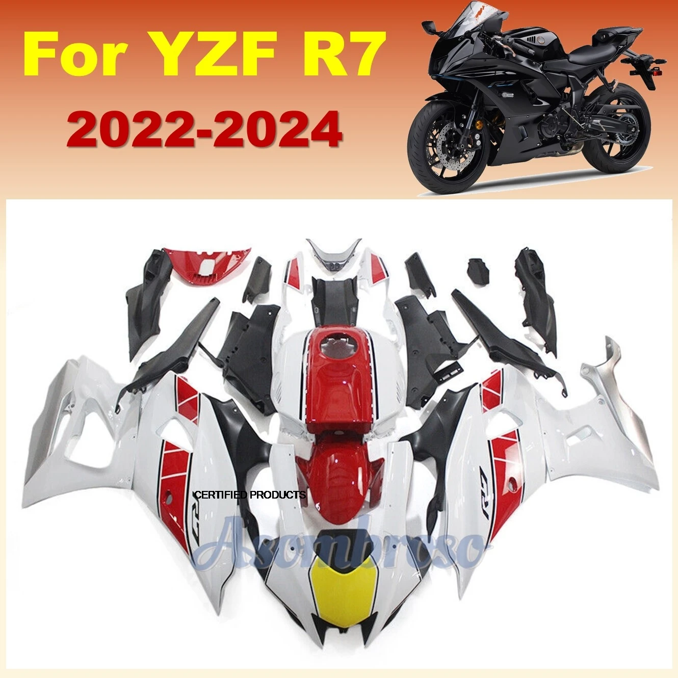 

Complete Fairings Kit Fit for YAMAHA YZF R7 2022 2023 2024 YZF-R7 22 23 24 Sportbike Red White Body Rebuildkits