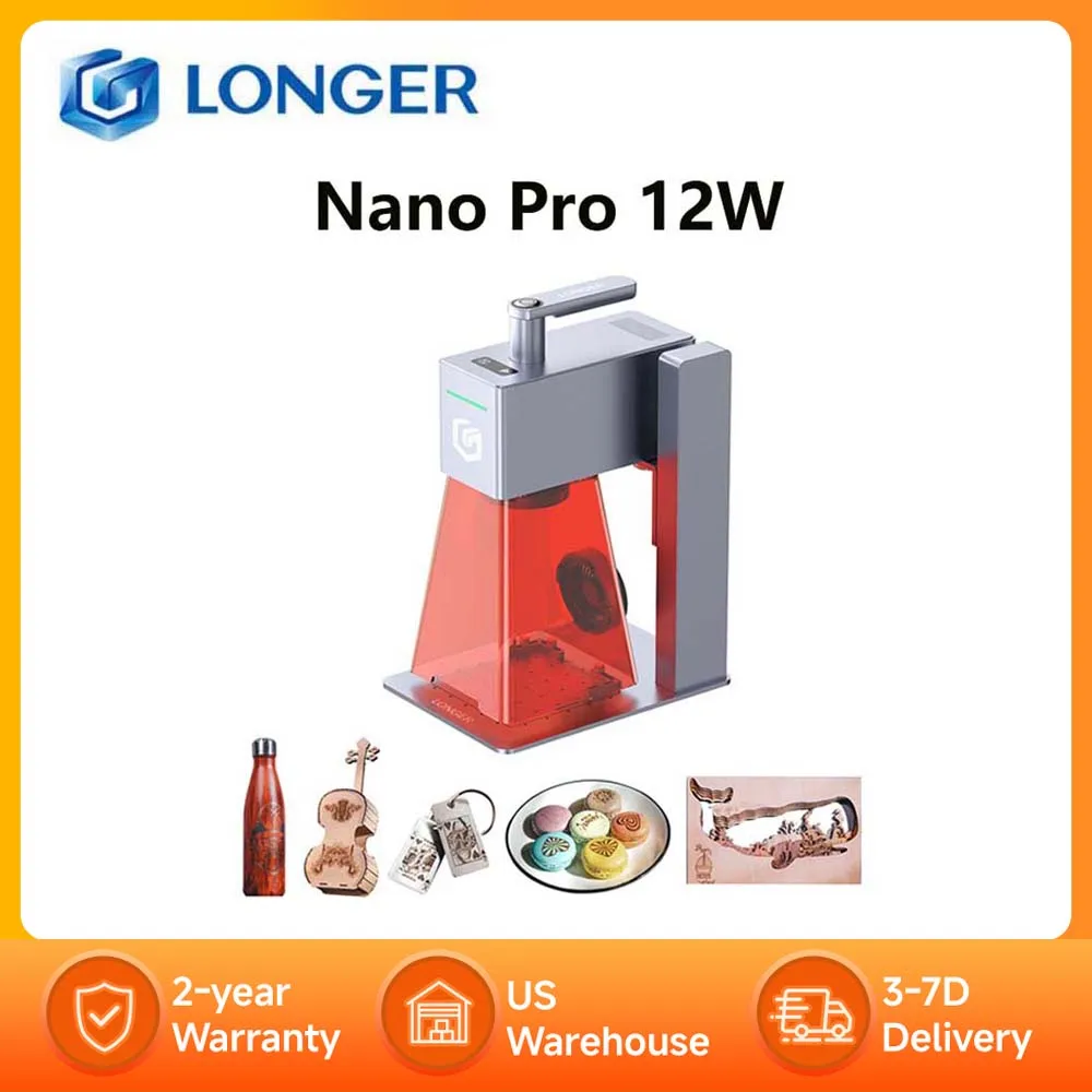 LONGER Nano Pro 12W Portable Laser Engraving Machine 5000mm/s High Precision Multi Function Metal Glass Wood Gift Engraver DIY Tool Kit
