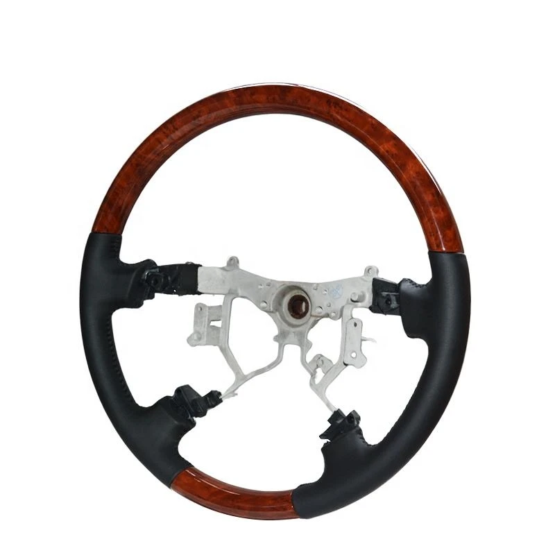 For Toyota Land Cruiser FJ100 03-07 Prado FJ120 03-09 Corolla 03-07 Camry 04-06 Alphard 20-08 Leather Wooden Steering Wheel