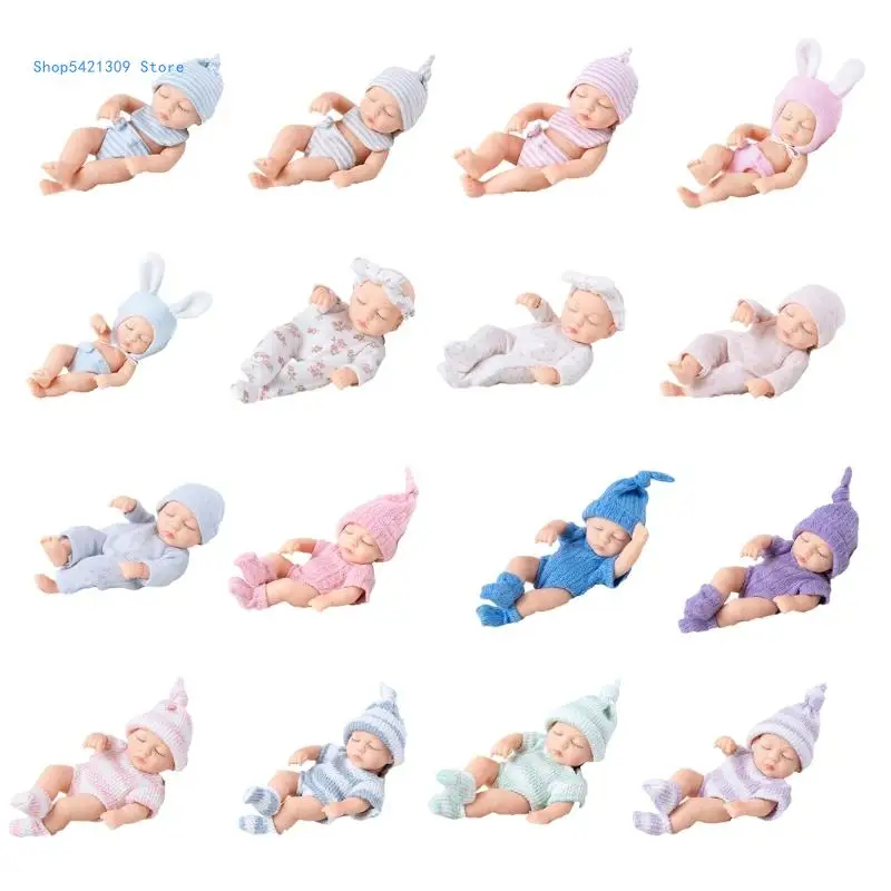 

85WA 7’’ Life Like Reborns Toy Figure Interaction Toy Full Body Silicone Sleeping Dolls that Looks Real with Eyes Close